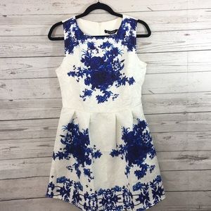 Blue floral print formal dress size L